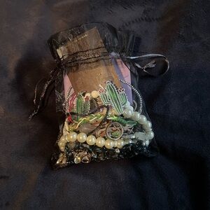 Assorted Jewelry in Black Organza Bag